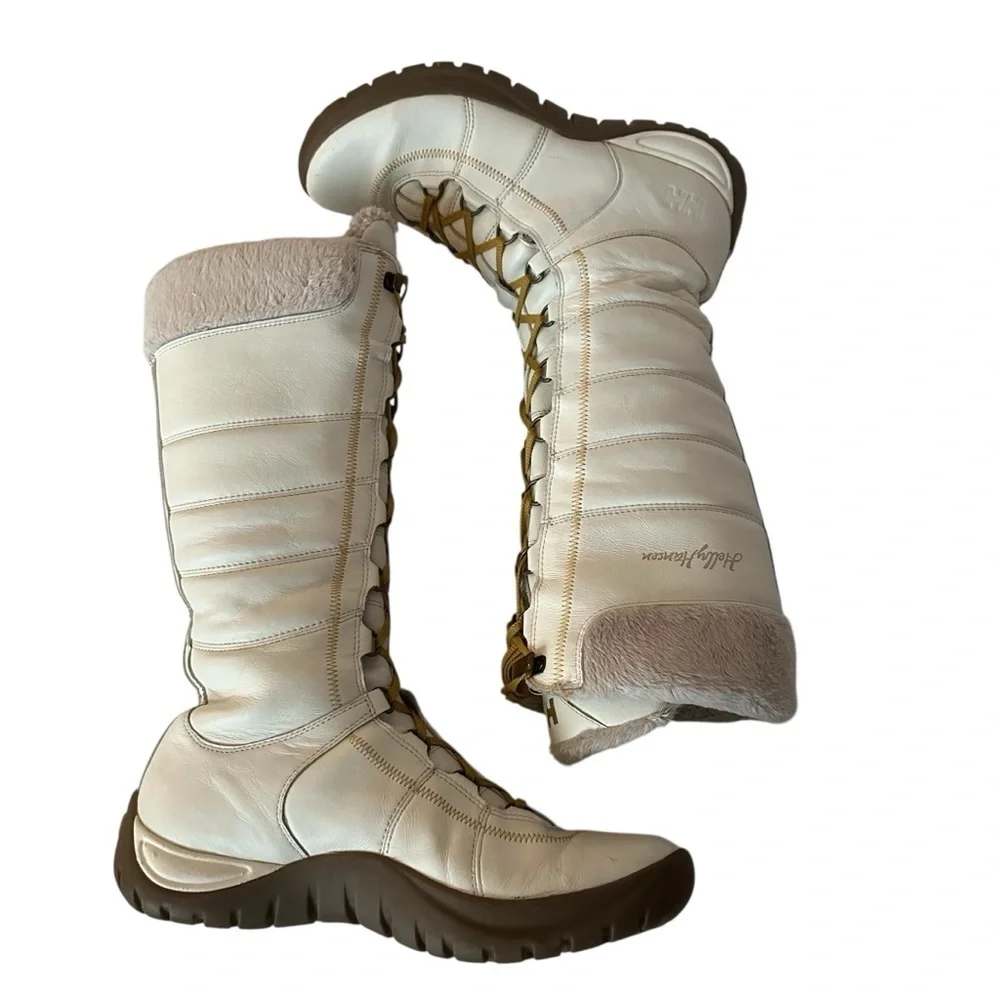HELLY HANSEN WHITE LEATHER LACE UP HELLY GRIP TECHNOLOGY BOOTS SIZE 7